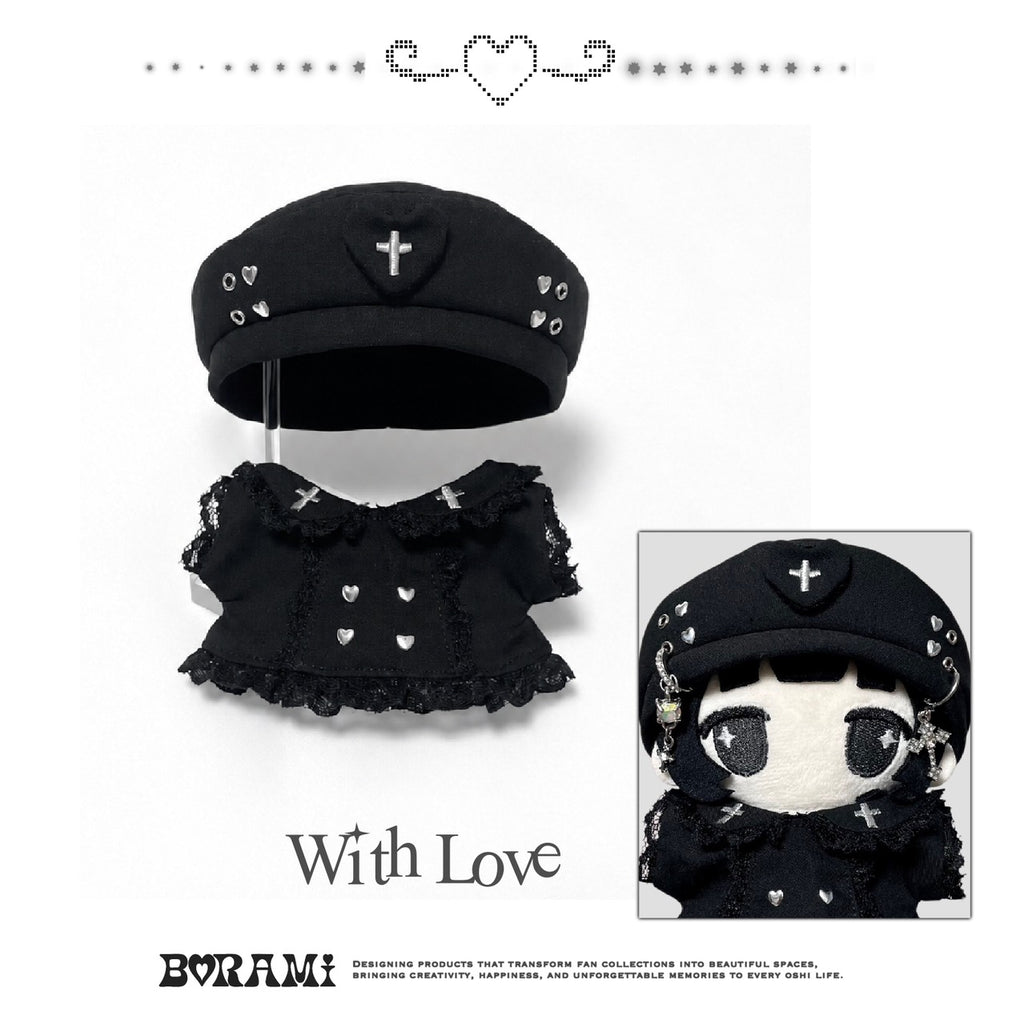✙ハンドメイド✙ CROSS HEART ゴシックベレー帽＋ドレス ブラック.ver