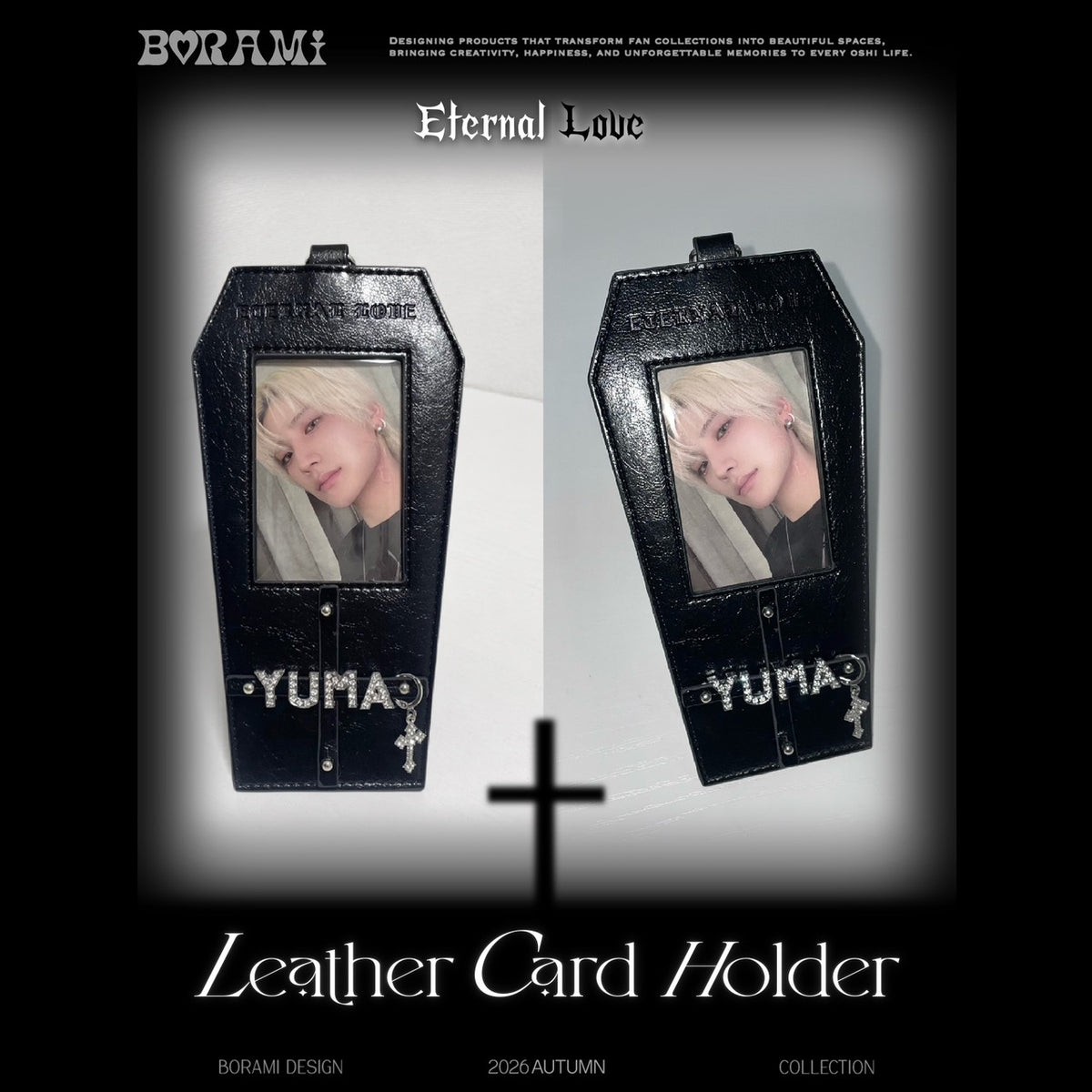 ♡♱レザーカードホルダー ETERNAL LOVE ブラック.ver ♱♡