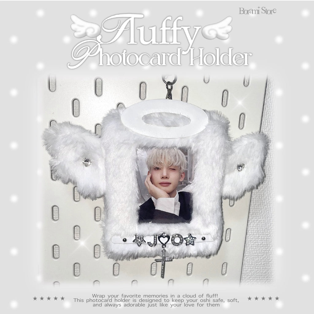 ♡もこもこ ネームタグ トレカケース トレカホルダー ストラップ付き‎♡Angel.ver