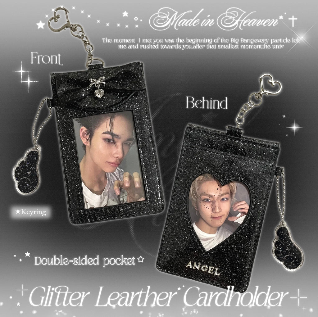 ★Glitter Leather Cardholder グリッターレザー 両面カードホルダー Black.ver★