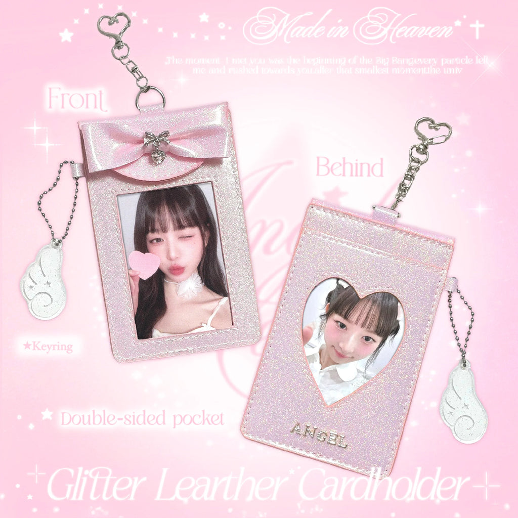 ★Glitter Leather Cardholder グリッターレザー 両面カードホルダー Pink.ver★