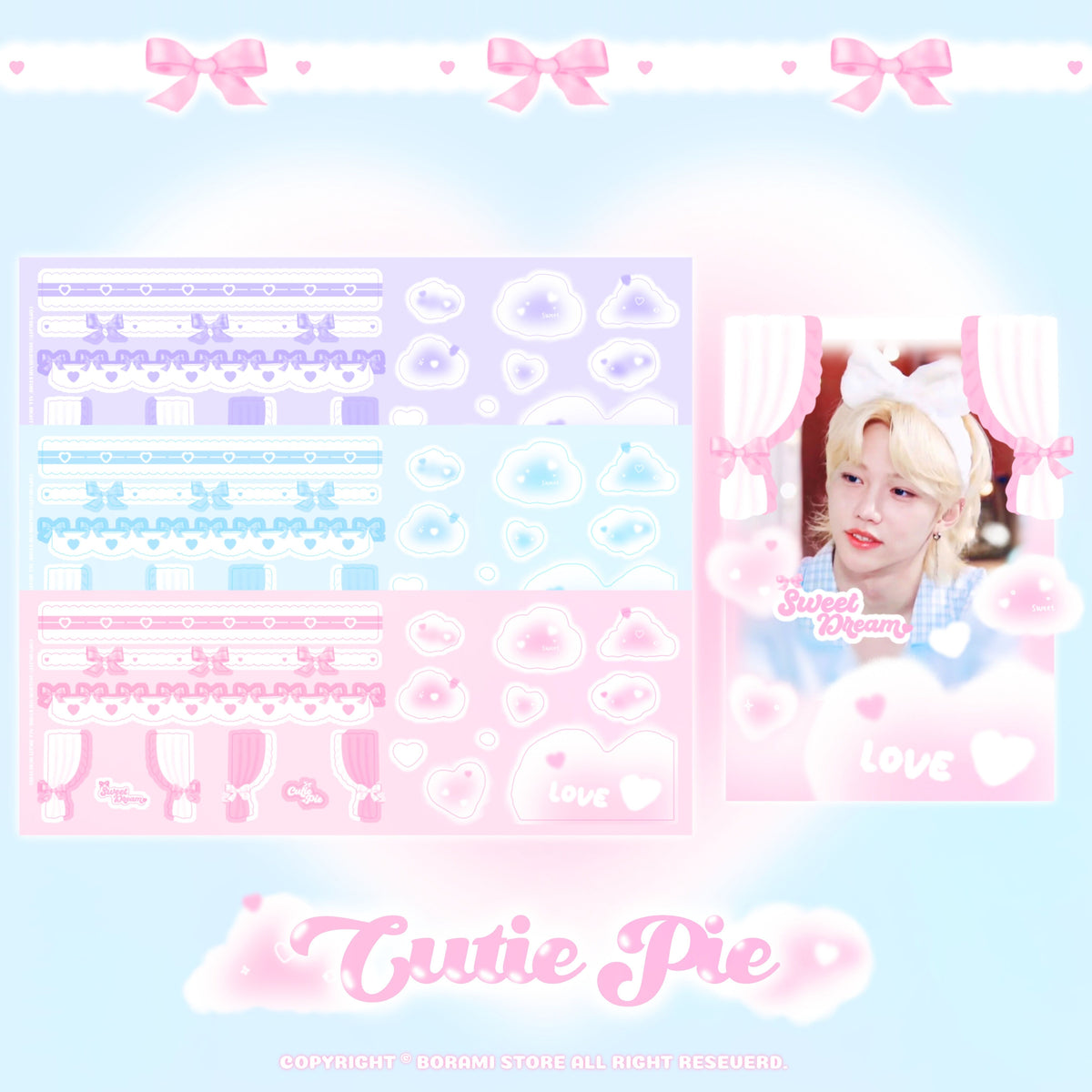♡°｡ CUTIE PIE ホログラム入りデコステッカー 選べる3色*ﾟ♡