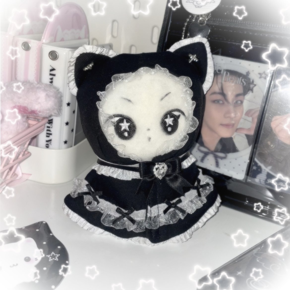★ハンドメイド★ ふわねこフリルケープ　Pink.ver/Black.ver