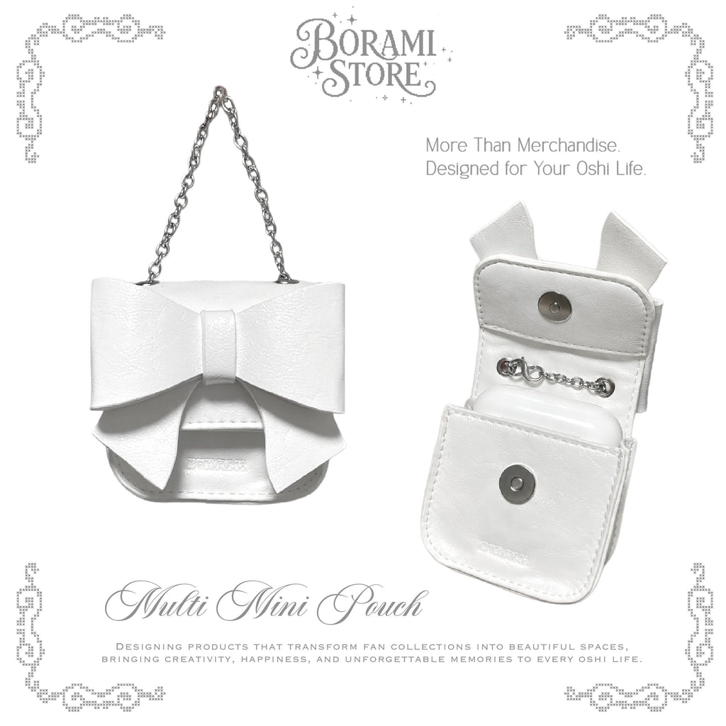 ♡°｡ リボン マルチミニポーチ Ribbon Multi Mini Pouch White.ver｡°♡