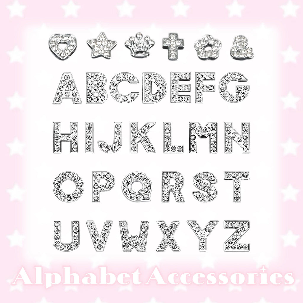 8mmイニシャル ネームチャーム 8mm Rhinestone Slide Letter Charms