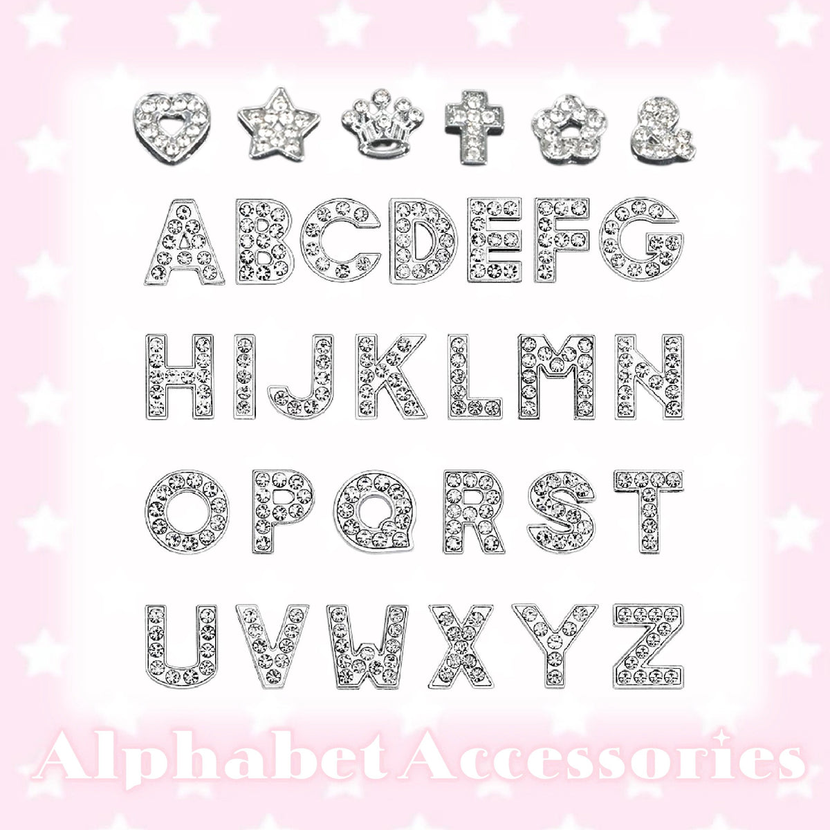 8mmイニシャル ネームチャーム 8mm Rhinestone Slide Letter Charms