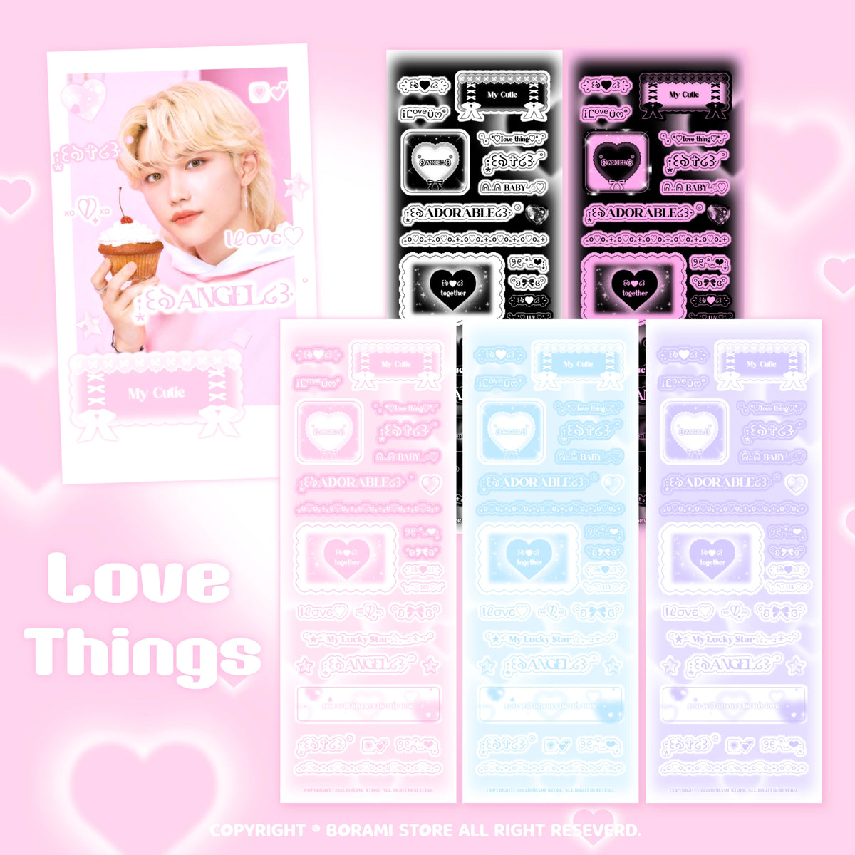 ♡°｡ LOVE THINGS ホログラム入りデコシール 選べる全5色*ﾟ♡