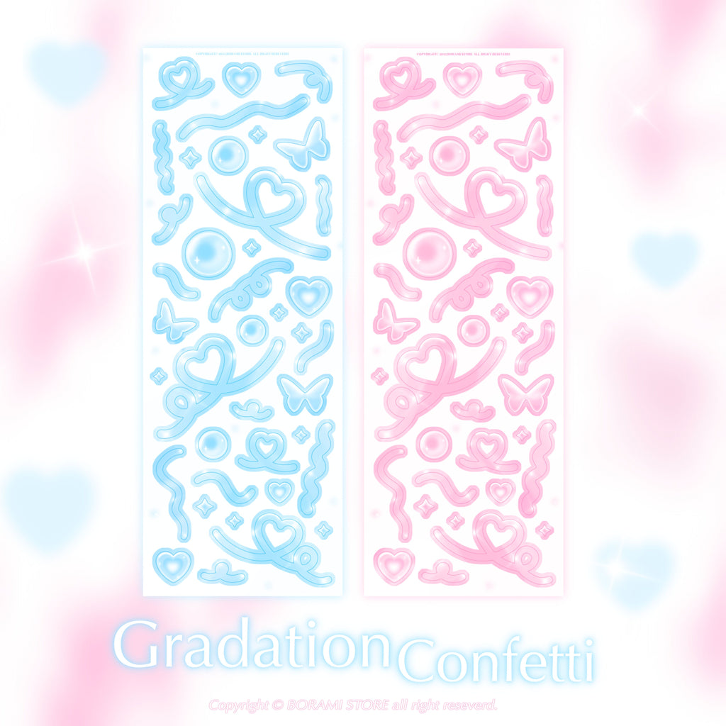 ♡°GRADATION CONFETTI ホログラム入り デコ ステッカー 選べる2色*ﾟ♡