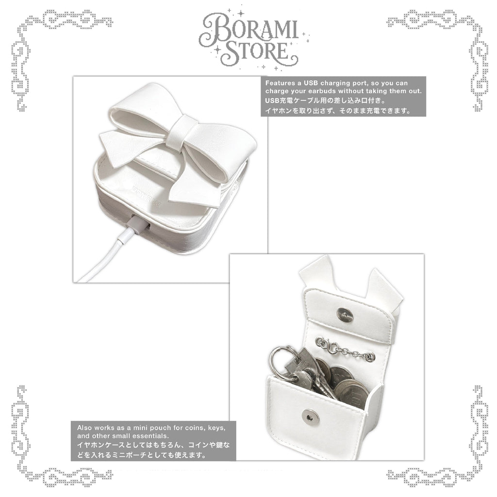 ♡°｡ リボン マルチミニポーチ Ribbon Multi Mini Pouch White.ver｡°♡