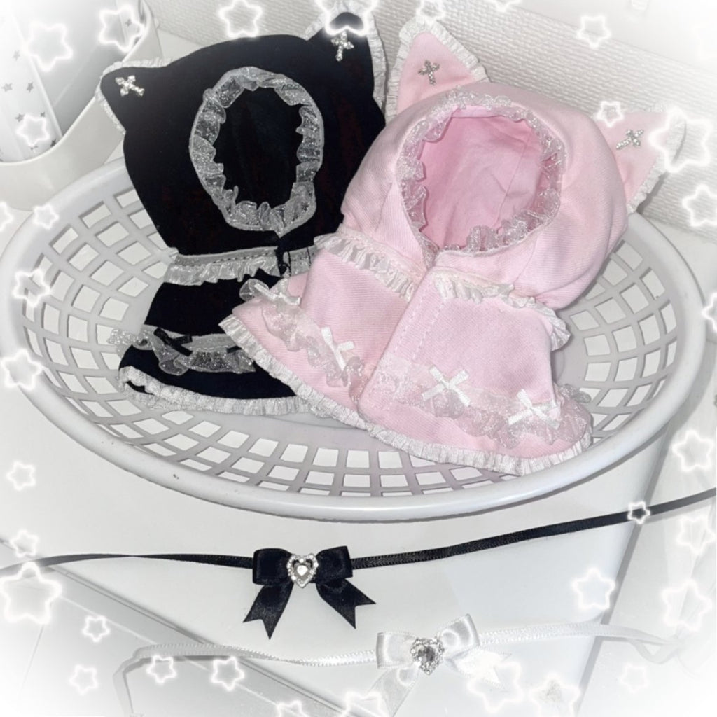 ★ハンドメイド★ ふわねこフリルケープ Pink.ver/Black.ver