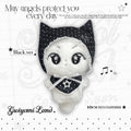 ★ハンドメイド★ ネコ耳ぬい帽子＋よだれかけ風スタイセット ブラック.ver